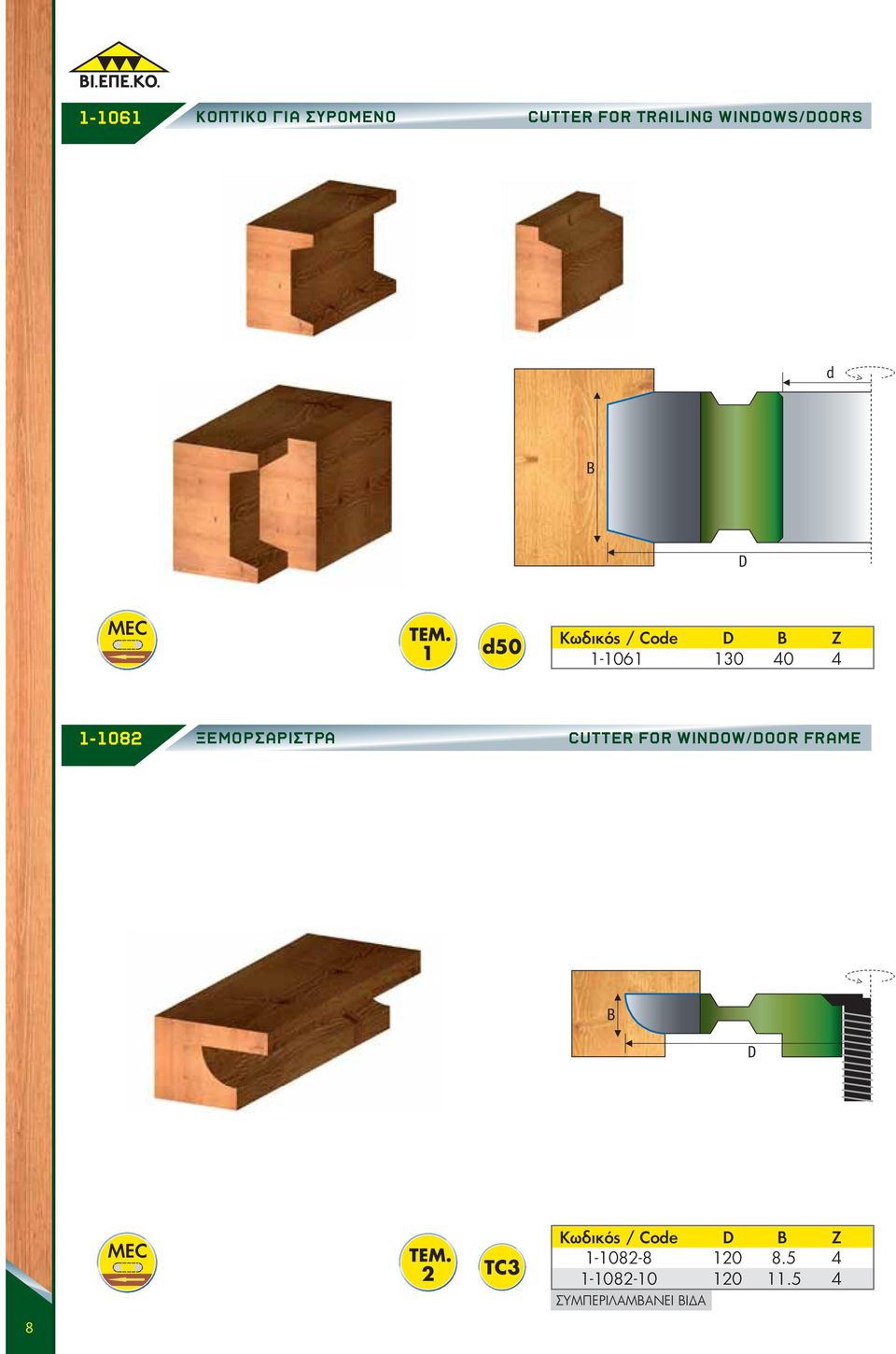 ΞΕΜΟΡΣΑΡΙΣΤΡΑ CUTTER FOR WINOW/OOR FRAME 8 2 TC3