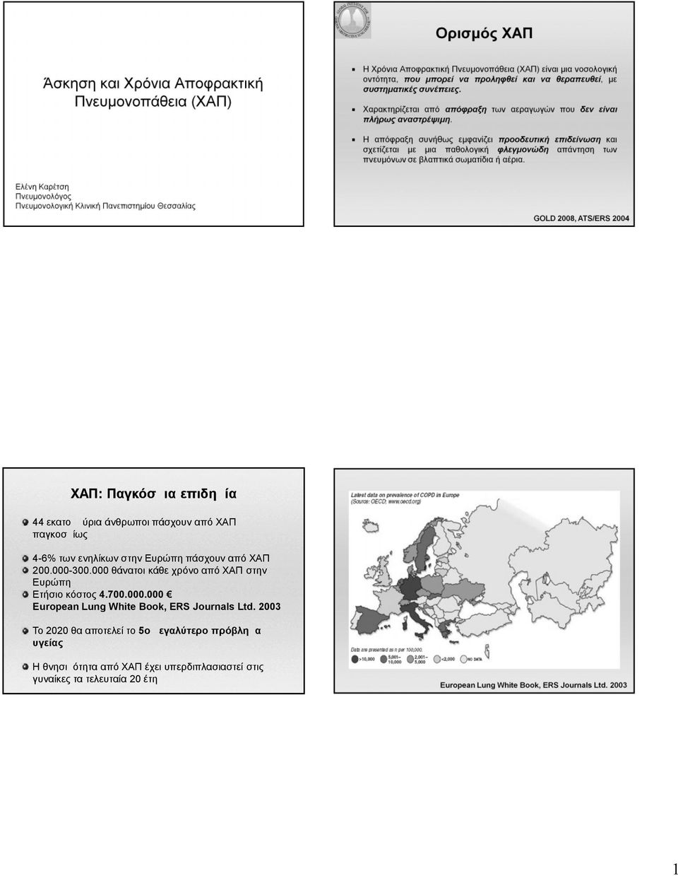 Η απόφραξη συνήθως εμφανίζει προοδευτική επιδείνωση και σχετίζεται με μια παθολογική φλεγμονώδη απάντηση των πνευμόνων σε βλαπτικά σωματίδια ή αέρια.