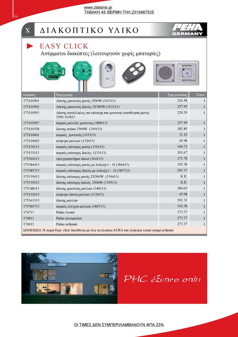 99 1 175110528 δέκτης σούκο 2500W (349113) 282.85 1 175110601 πομπός χωνευτός (119113) 32.19 1 175110602 πλήκτρο ρολλών (132013) 45.98 1 175130113 πομπός επίτοιχος μονός (130113) 190.