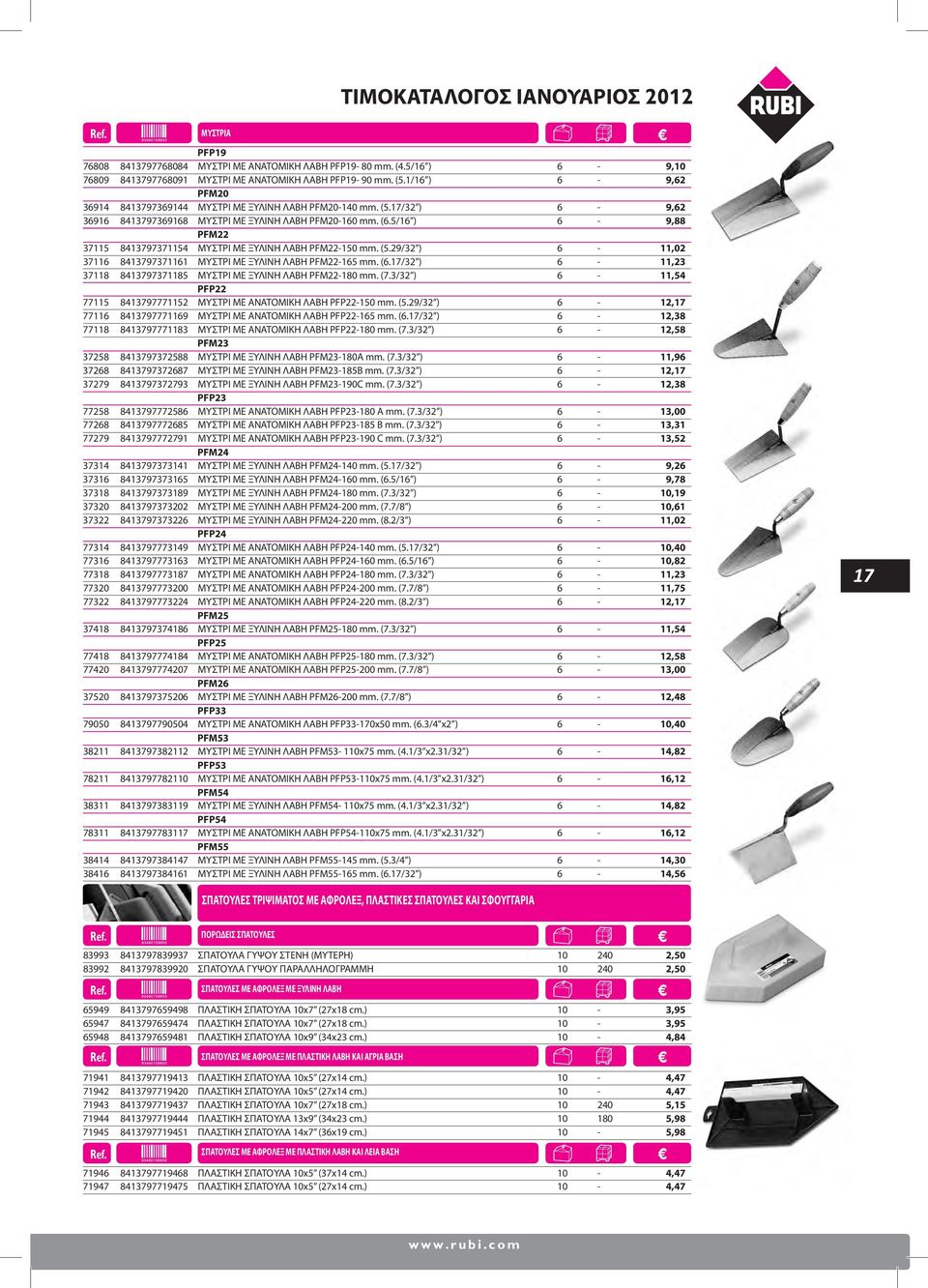 5/16 ) 6-9,88 PFM22 37115 8413797371154 ΜΥΣΤΡΙ ΜΕ ΞΥΛΙΝΗ ΛΑΒΗ PFM22-150 mm. (5.29/32 ) 6-11,02 37116 8413797371161 ΜΥΣΤΡΙ ΜΕ ΞΥΛΙΝΗ ΛΑΒΗ PFM22-165 mm. (6.