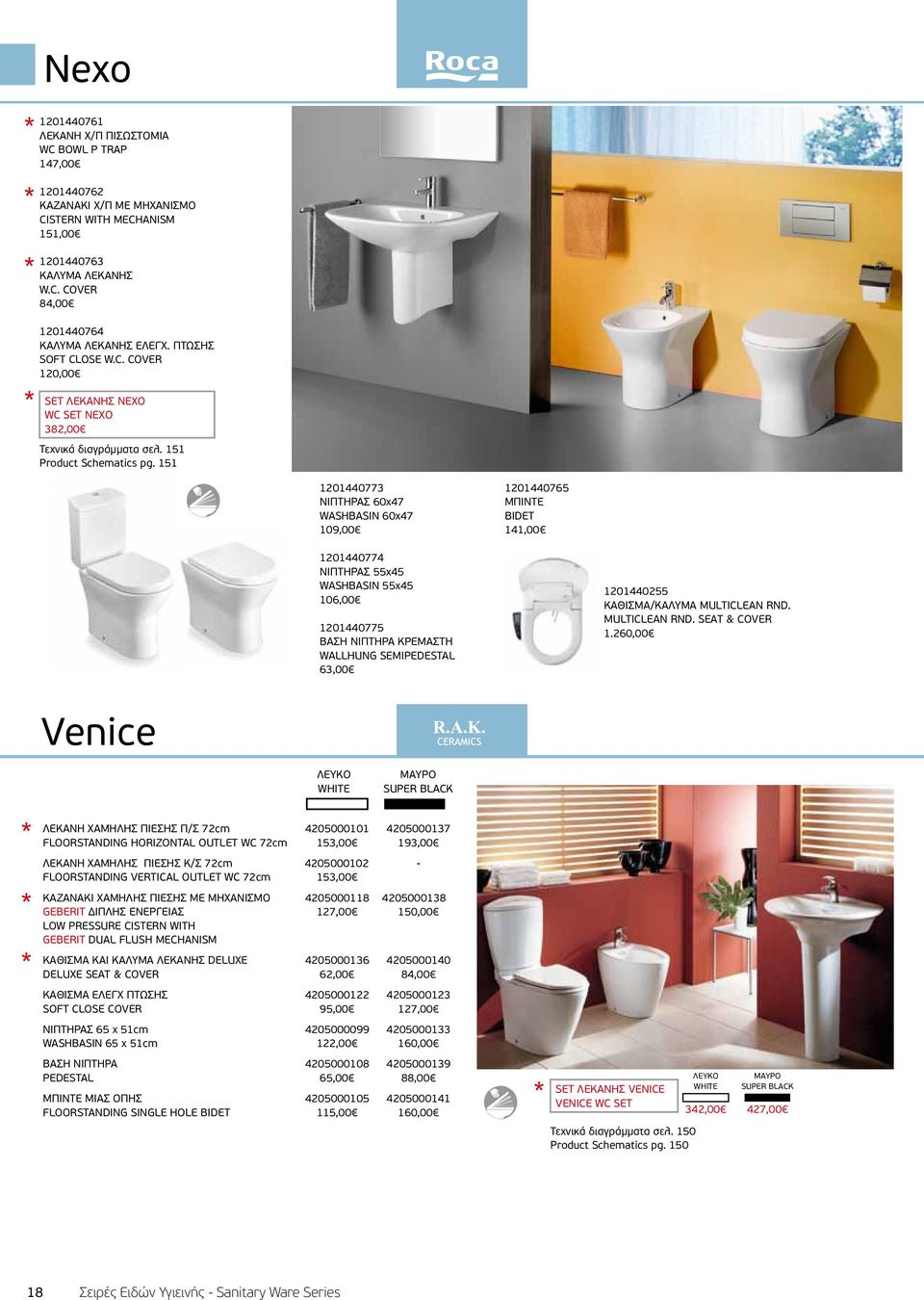 151 1201440773 ΝΙΠΤΗΡΑΣ 60x47 WASHBASIN 60x47 109,00 1201440765 MΠΙΝΤΕ BIDET 141,00 1201440774 ΝΙΠΤΗΡΑΣ 55x45 WASHBASIN 55x45 106,00 1201440775 BAΣΗ ΝΙΠΤΗΡΑ ΚΡΕΜΑΣΤΗ WALLHUNG SEMIPEDESTAL 63,00