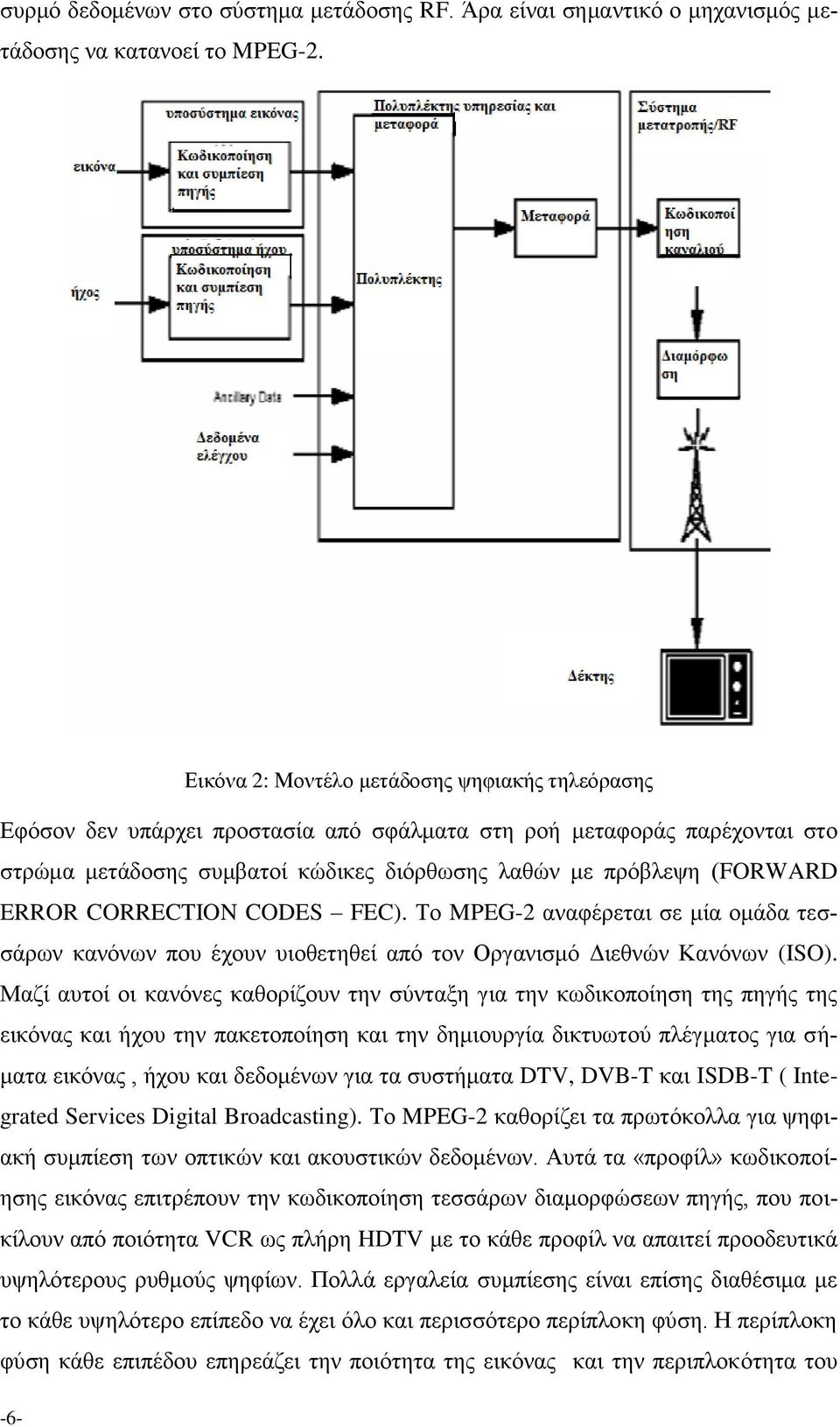 CORRECTION CODES FEC). Το MPEG-2 αναφέρεται σε μία ομάδα τεσσάρων κανόνων που έχουν υιοθετηθεί από τον Οργανισμό Διεθνών Κανόνων (ISO).