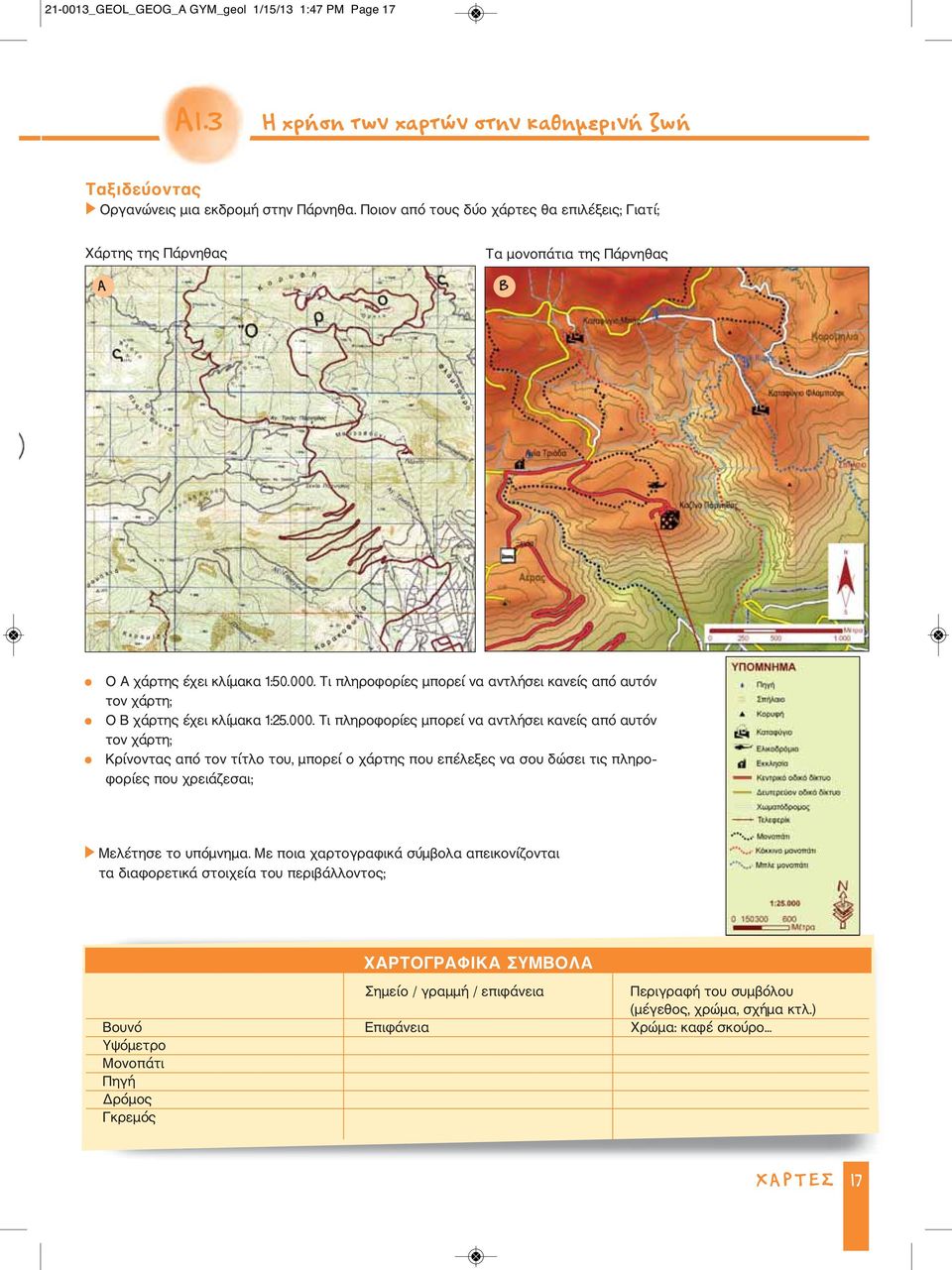 Tι πληροφορίες μπορεί να αντλήσει κανείς από αυτόν τον χάρτη; Ο Β χάρτης έχει κλίμακα 1:25.000.