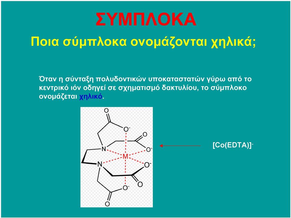 το κεντρικό ιόν οδηγεί σε σχηµατισµό