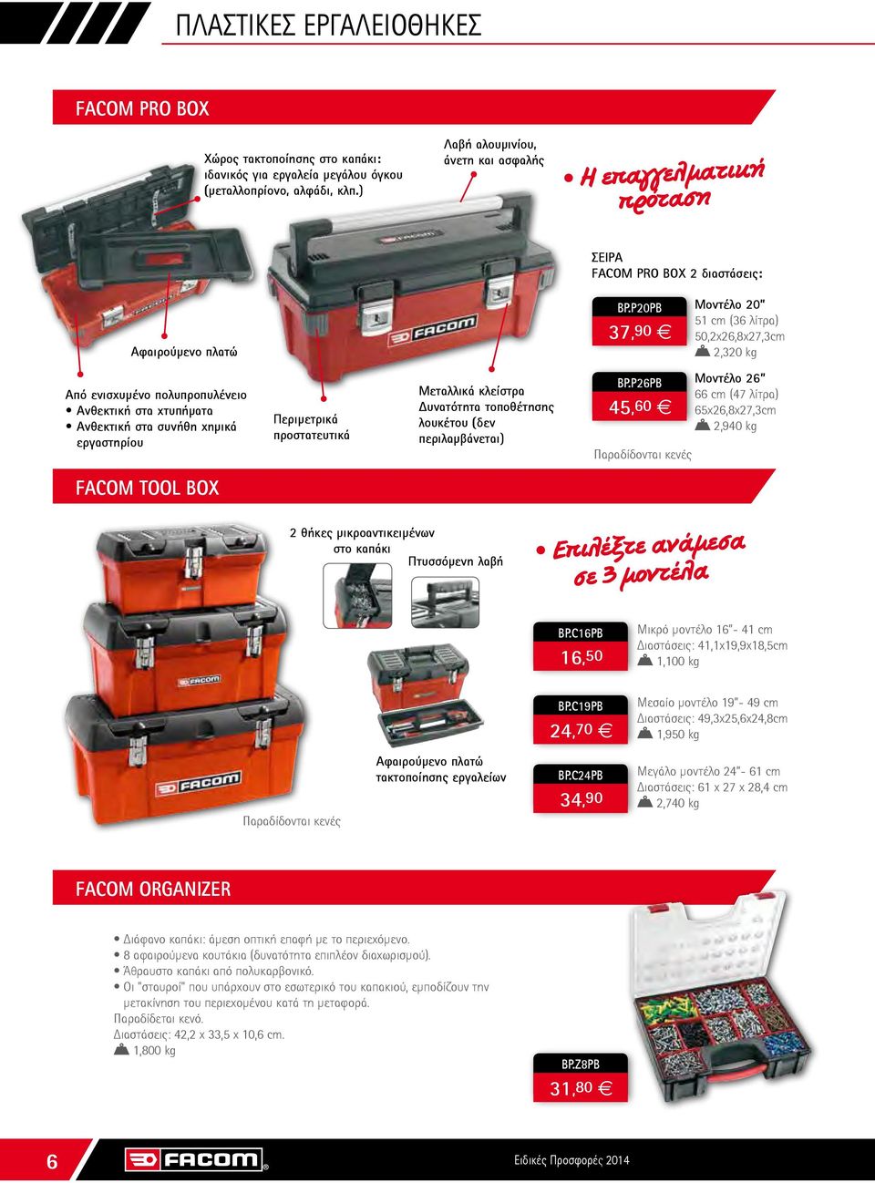 P20PB 37,90 Μοντέλο 20 51 cm (36 λίτρα) 50,2x26,8x27,3cm 2,320 kg Από ενισχυμένο πολυπροπυλένειο Ανθεκτική στα χτυπήματα Ανθεκτική στα συνήθη χημικά εργαστηρίου Περιμετρικά προστατευτικά Μεταλλικά