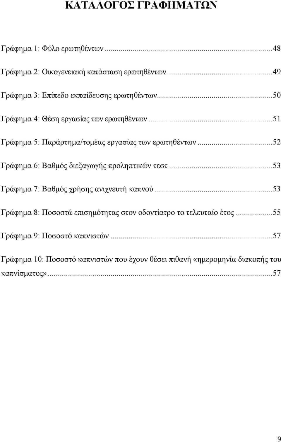 ..51 Γράφημα 5: Παράρτημα/τομέας εργασίας των ερωτηθέντων...52 Γράφημα 6: Βαθμός διεξαγωγής προληπτικών τεστ.