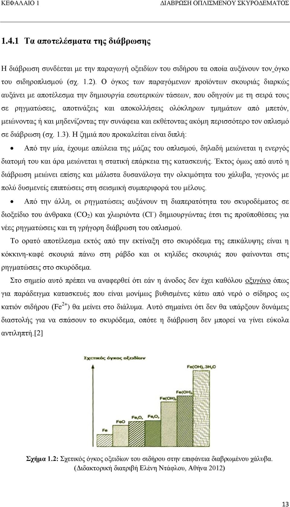 από μπετόν, μειώνοντας ή και μηδενίζοντας την συνάφεια και εκθέτοντας ακόμη περισσότερο τον οπλισμό σε διάβρωση (σχ. 1.3).