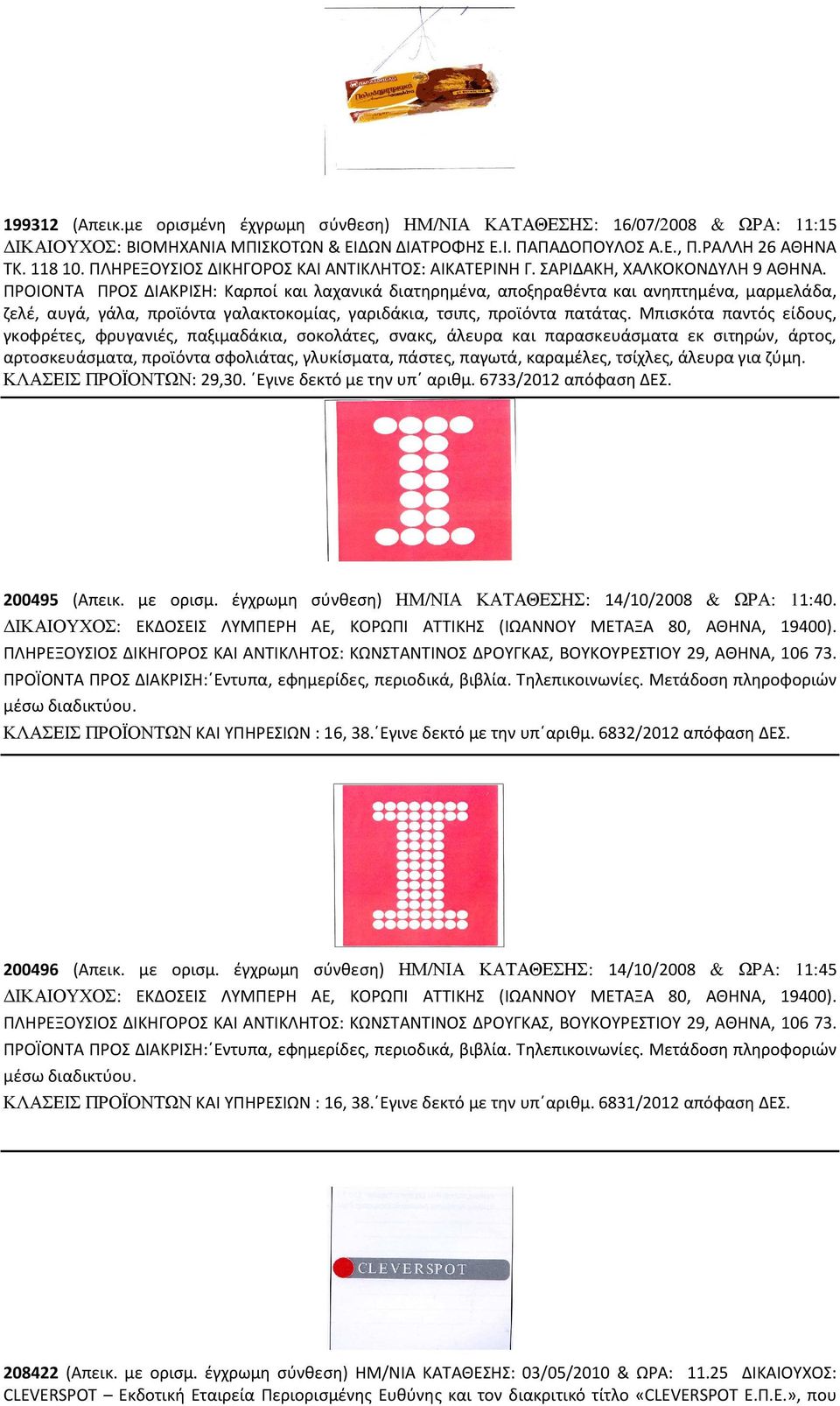 ΠΡΟΙΟΝΤΑ ΠΡΟΣ ΔΙΑΚΡΙΣΗ: Καρποί και λαχανικά διατηρημένα, αποξηραθέντα και ανηπτημένα, μαρμελάδα, ζελέ, αυγά, γάλα, προϊόντα γαλακτοκομίας, γαριδάκια, τσιπς, προϊόντα πατάτας.