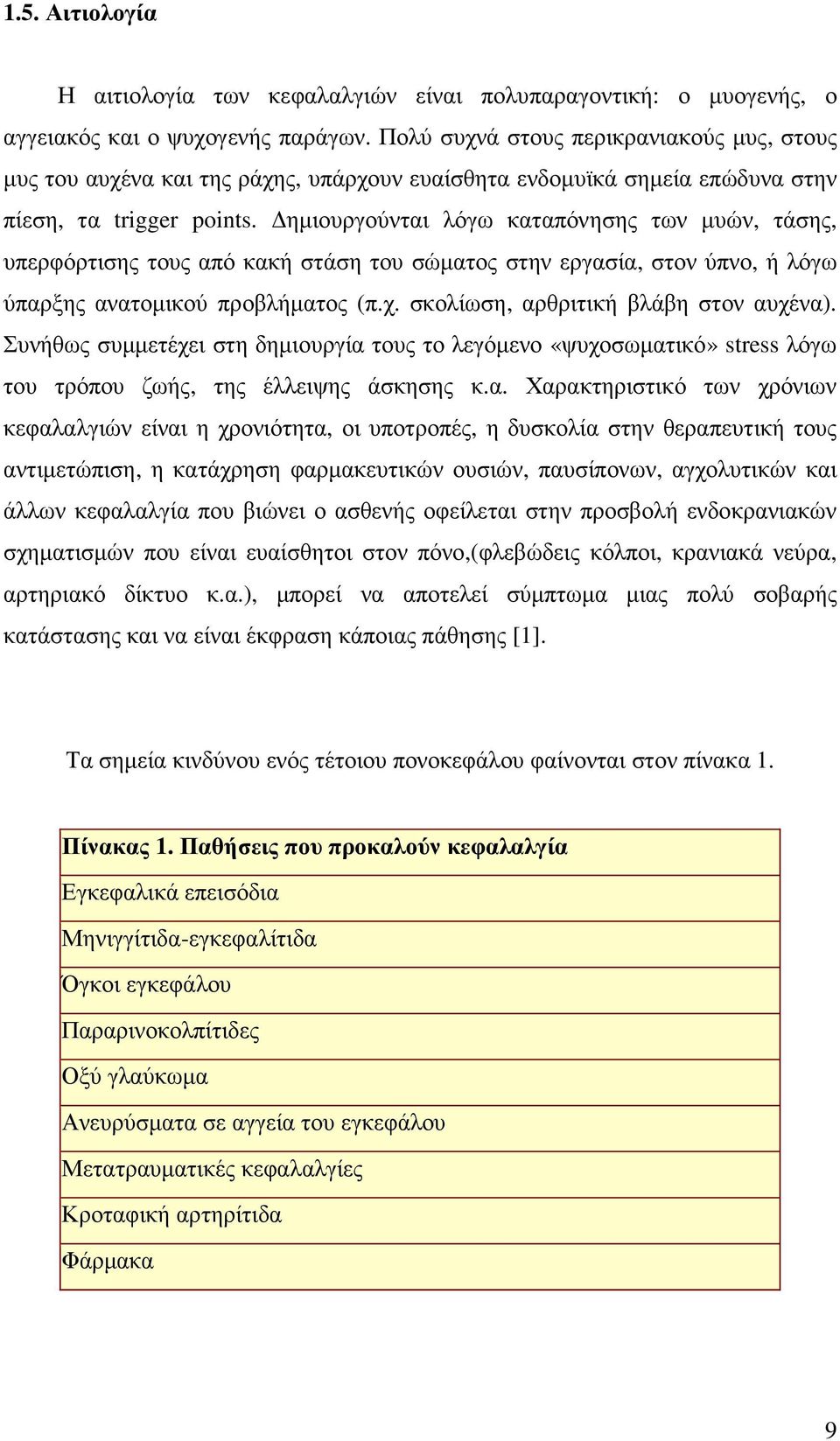 ηµιουργούνται λόγω καταπόνησης των µυών, τάσης, υπερφόρτισης τους από κακή στάση του σώµατος στην εργασία, στον ύπνο, ή λόγω ύπαρξης ανατοµικού προβλήµατος (π.χ.