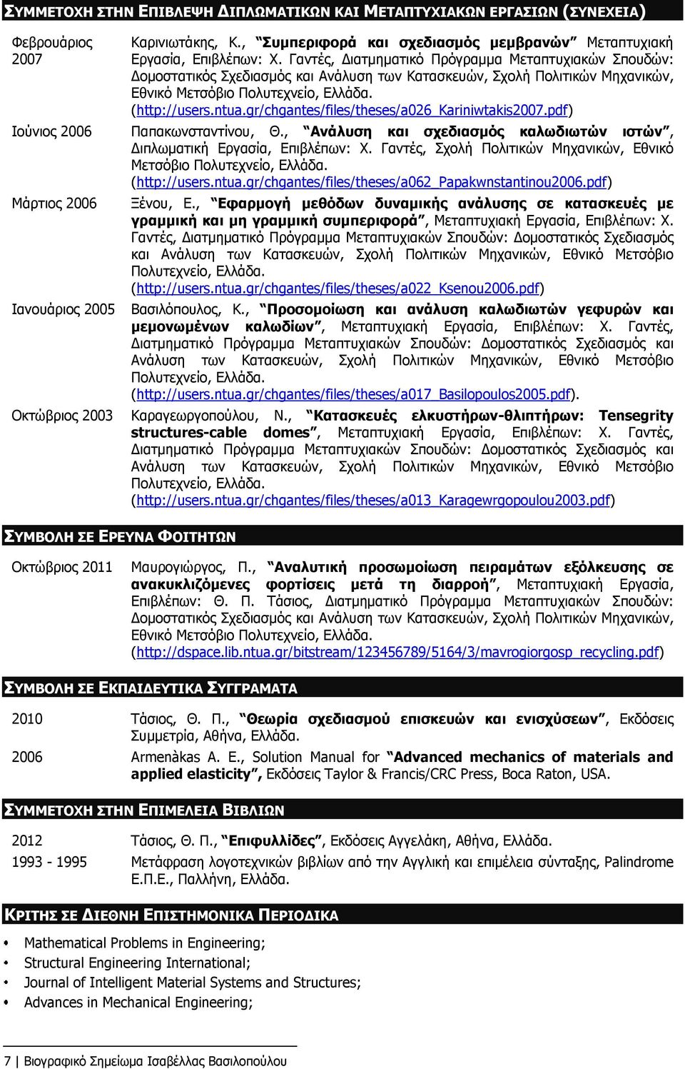 gr/chgantes/files/theses/a026_kariniwtakis2007.pdf) Ιούνιος 2006 Παπακωνσταντίνου, Θ., Ανάλυση και σχεδιασμός καλωδιωτών ιστών, Διπλωματική Εργασία, Επιβλέπων: Χ.