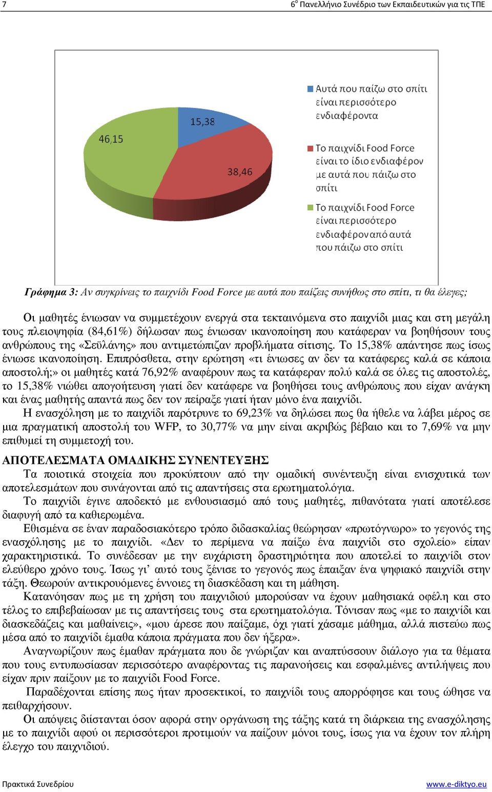 σίτισης. Το 15,38% απάντησε πως ίσως ένιωσε ικανοποίηση.