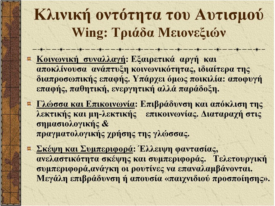 Γλώσσα και Επικοινωνία: Επιβράδυνση και απόκλιση της λεκτικής και μη-λεκτικής επικοινωνίας.