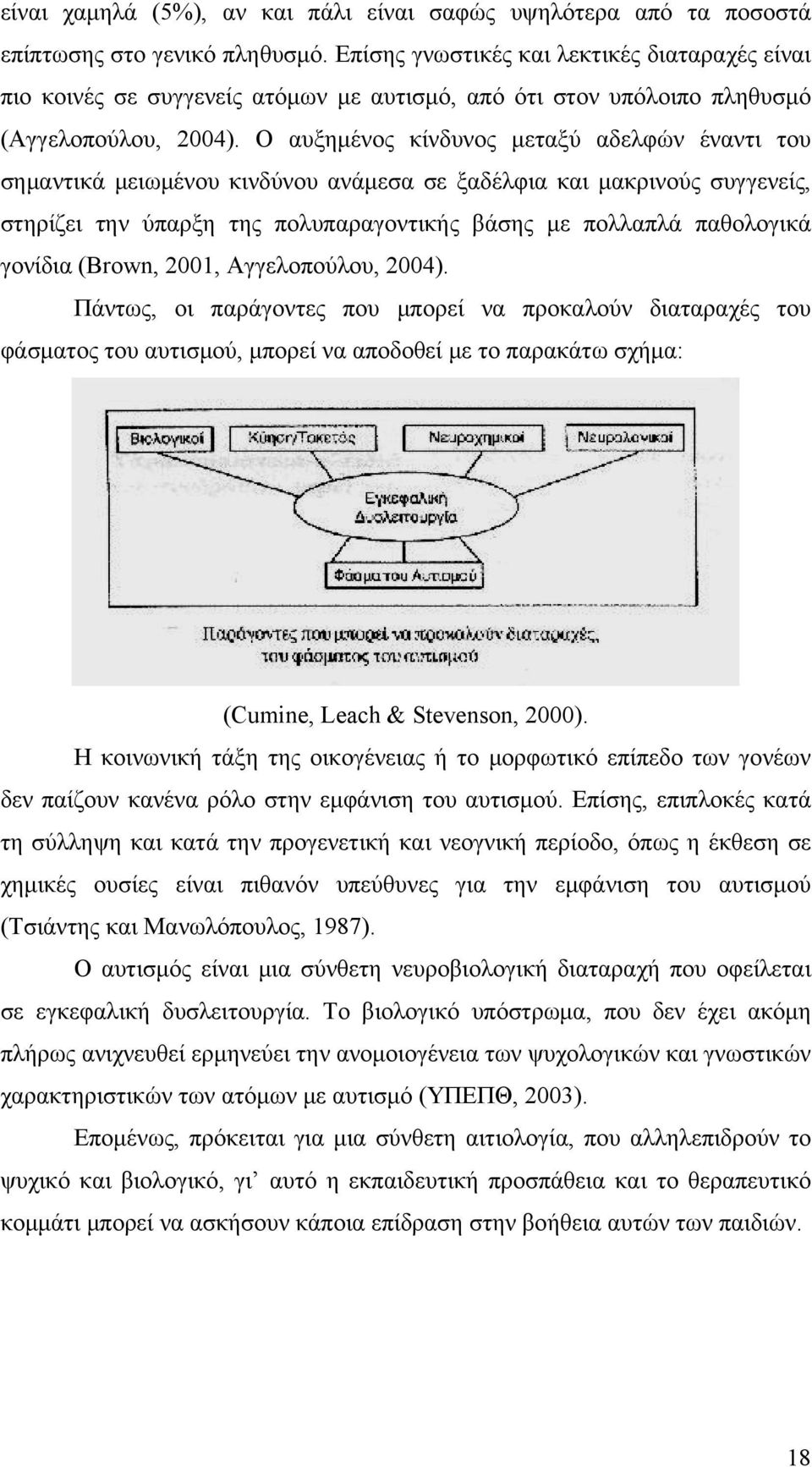 Ο αυξημένος κίνδυνος μεταξύ αδελφών έναντι του σημαντικά μειωμένου κινδύνου ανάμεσα σε ξαδέλφια και μακρινούς συγγενείς, στηρίζει την ύπαρξη της πολυπαραγοντικής βάσης με πολλαπλά παθολογικά γονίδια