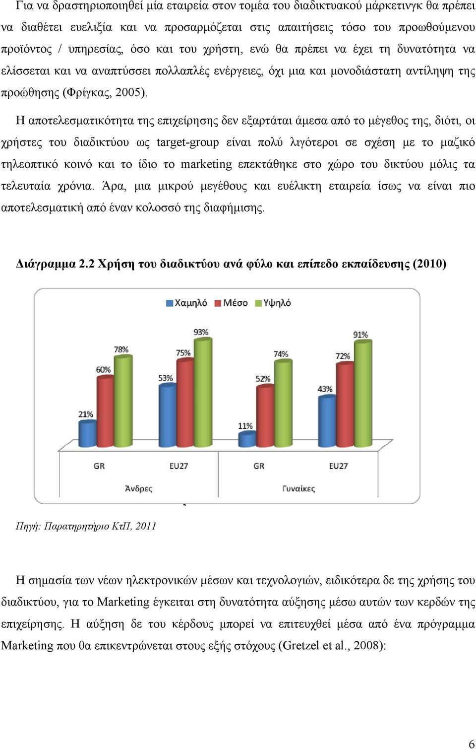 Η αποτελεσματικότητα της επιχείρησης δεν εξαρτάται άμεσα από το μέγεθος της, διότι, οι χρήστες του διαδικτύου ως target-group είναι πολύ λιγότεροι σε σχέση με το μαζικό τηλεοπτικό κοινό και το ίδιο