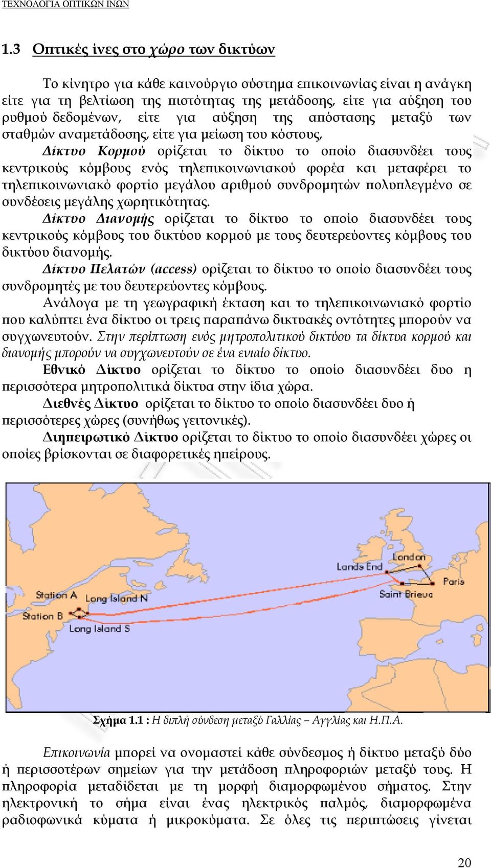 μεταφέρει το τηλεπικοινωνιακό φορτίο μεγάλου αριθμού συνδρομητών πολυπλεγμένο σε συνδέσεις μεγάλης χωρητικότητας.