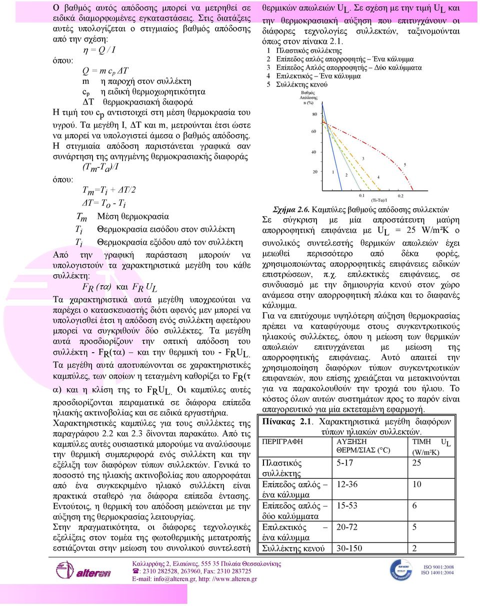 c p αντιστοιχεί στη μέση θερμοκρασία του υγρού. Τα μεγέθη Ι, ΔΤ και m, μετρούνται έτσι ώστε να μπορεί να υπολογιστεί άμεσα ο βαθμός απόδοσης.