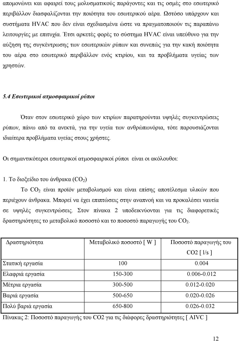 Έτσι αρκετές φορές το σύστημα HVAC είναι υπεύθυνο για την αύξηση της συγκέντρωσης των εσωτερικών ρύπων και συνεπώς για την κακή ποιότητα του αέρα στο εσωτερικό περιβάλλον ενός κτιρίου, και τα