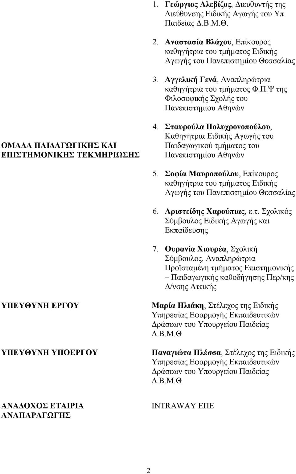 Σταυρούλα Πολυχρονοπούλου, Καθηγήτρια Ειδικής Αγωγής του Παιδαγωγικού τμήματος του Πανεπιστημίου Αθηνών 5.