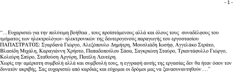 Παπαδοπούλου Σάσα, Σαγκριώτη Σταύρο, Τριαντάφυλλο Γιώργο, Κολεύρη Σπύρο, Σταθούση Αργύρη, Πατέλη Λευτέρη.