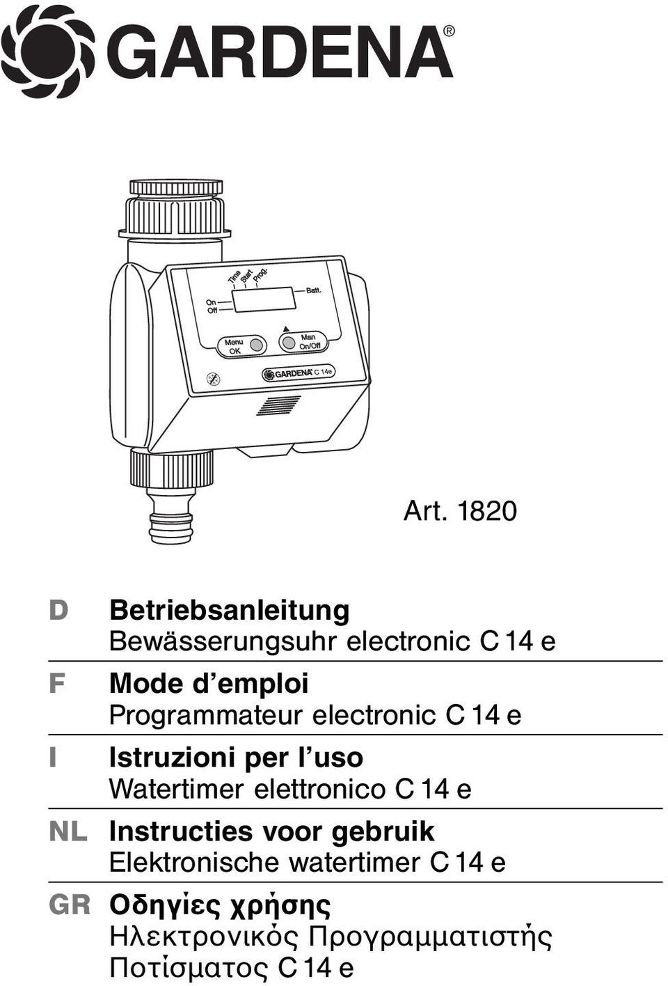 emploi Programmateur electronic C 14 e Istruzioni per l uso Watertimer