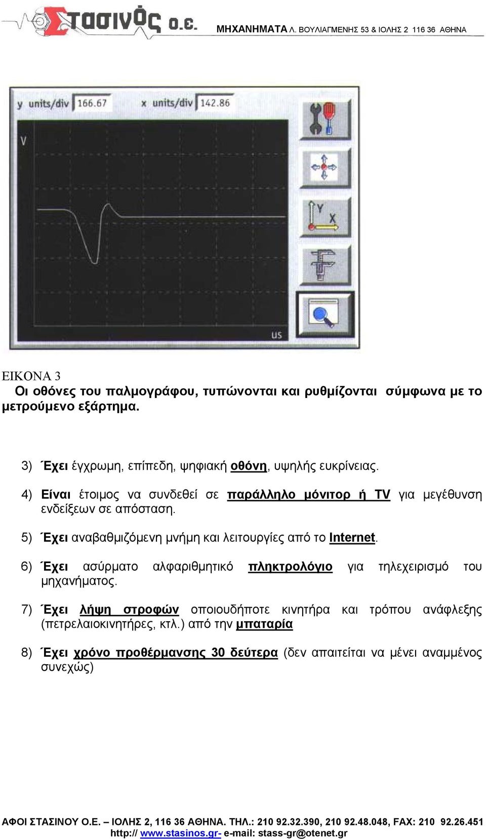 4) Είναι έτοιμος να συνδεθεί σε παράλληλο μόνιτορ ή TV για μεγέθυνση ενδείξεων σε απόσταση.