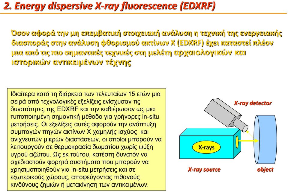 δυνατότητες της EDXRF και την καθιέρωσαν ως μια τυποποιημένη σημαντική μέθοδο για γρήγορες in-situ μετρήσεις.