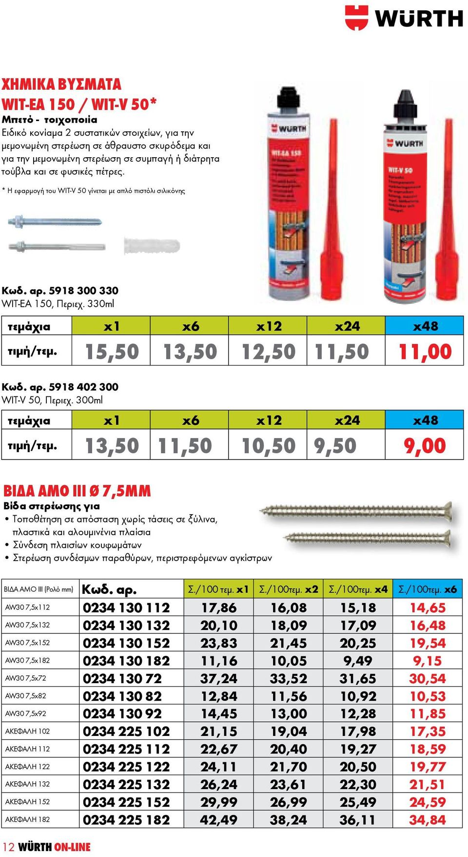 15,50 13,50 12,50 11,50 11,00 Κωδ. αρ. 5918 402 300 WIT-V 50, Περιεχ. 300ml τεμάχια x1 x6 x12 x24 x48 τιμή/τεμ.