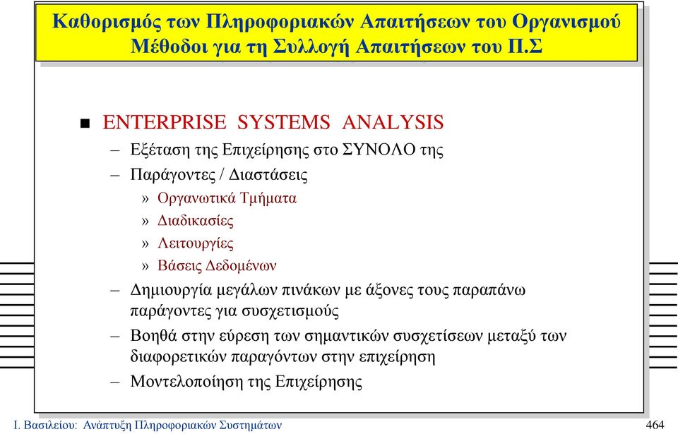 Λειτουργίες» Βάσεις Δεδομένων Δημιουργία μεγάλων πινάκων με άξονες τους παραπάνω παράγοντες για συσχετισμούς Βοηθά στην εύρεση