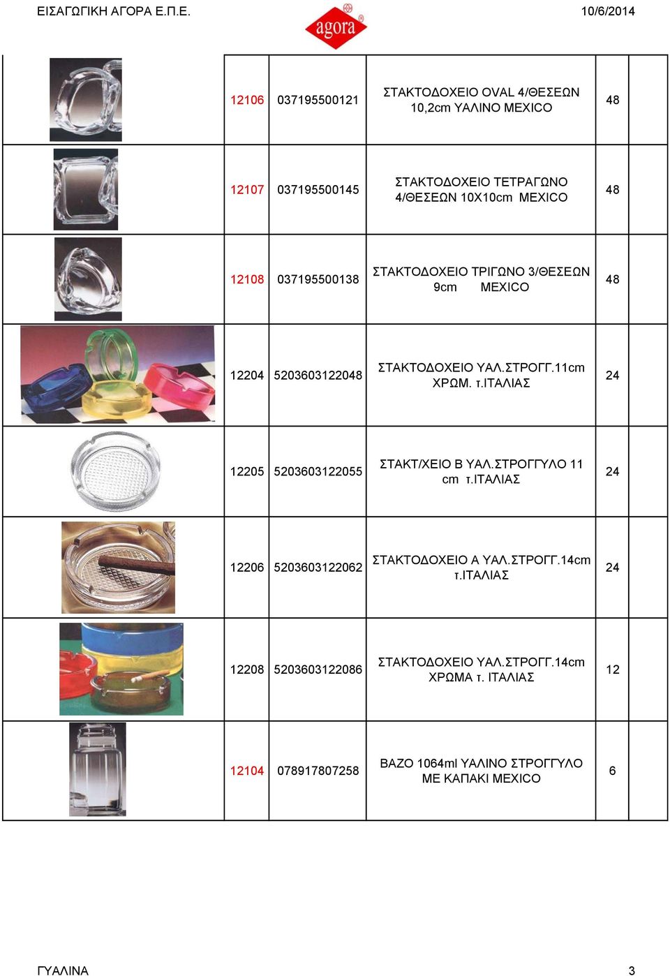 11cm ΧΡΩΜ. τ.ιταλιασ 205 5203032055 ΣΤΑΚΤ/ΧΕΙΟ B YAΛ.ΣΤΡΟΓΓΥΛΟ 11 cm τ.ιταλιασ 20 520303202 ΣΤΑΚΤΟ ΟΧΕΙΟ Α ΥΑΛ.ΣΤΡΟΓΓ.14cm τ.