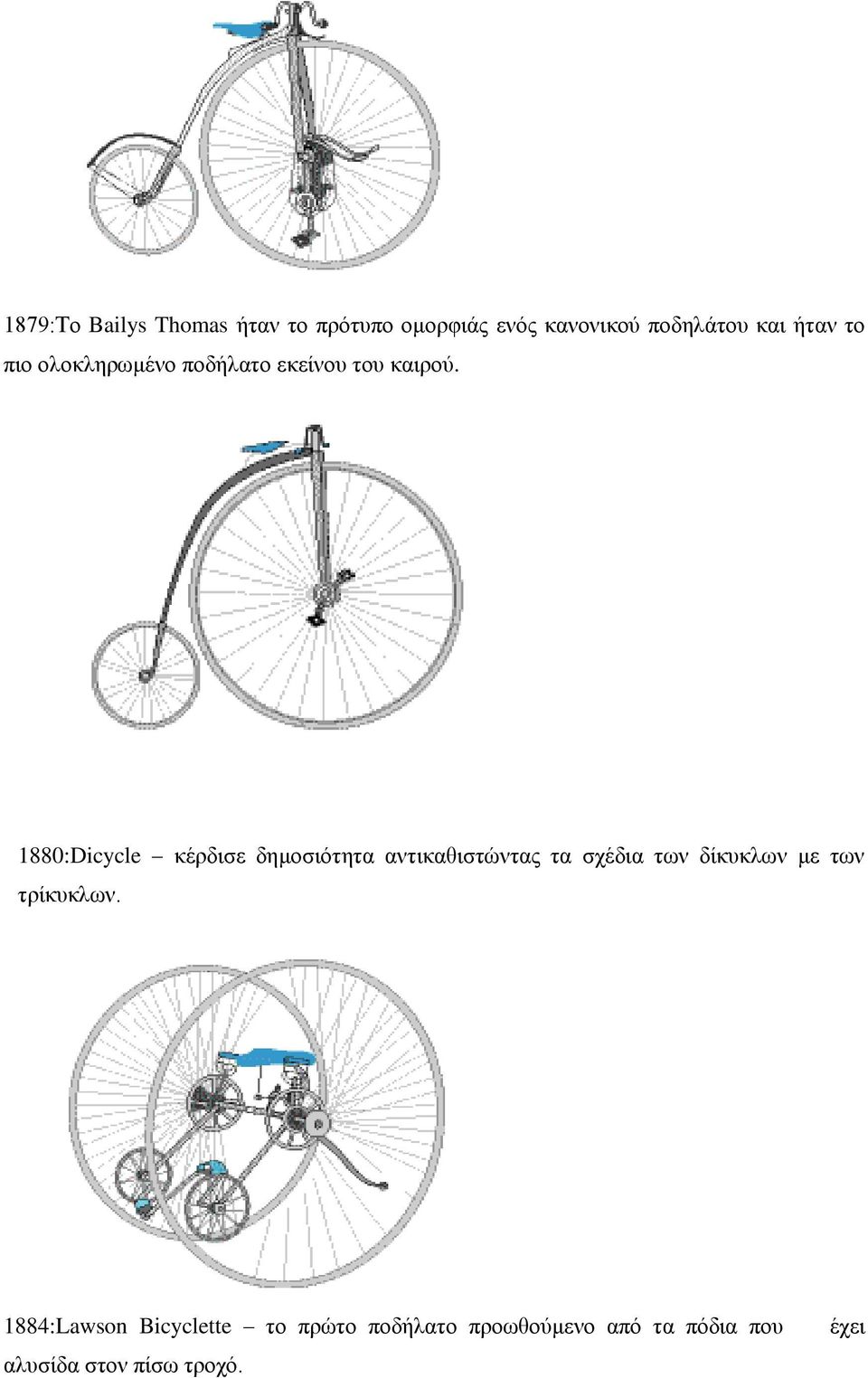 1880:Dicycle κέρδισε δημοσιότητα αντικαθιστώντας τα σχέδια των δίκυκλων με των