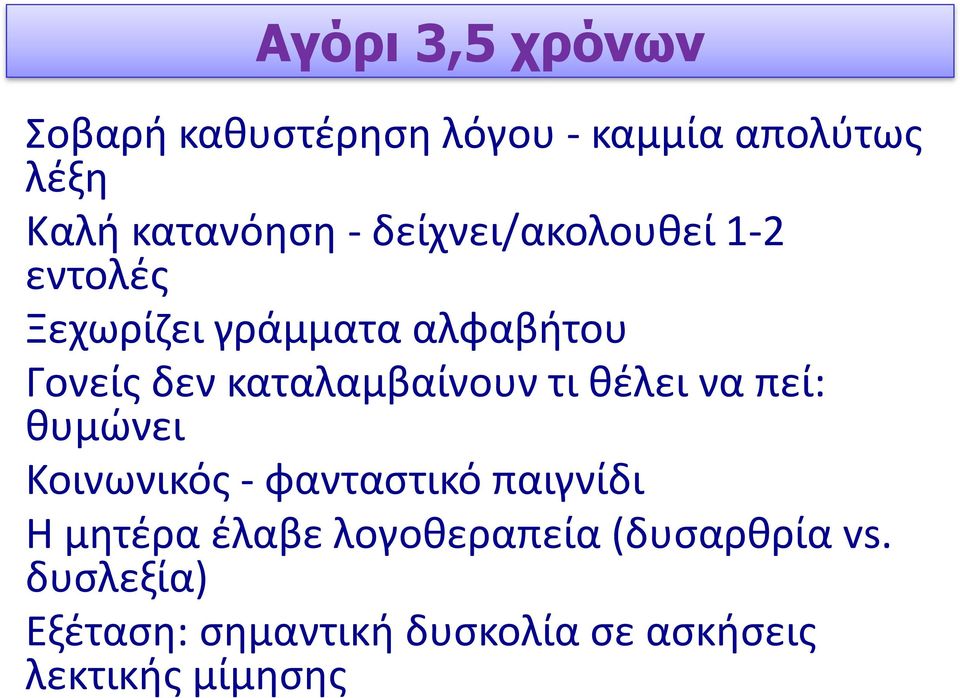 καταλαμβαίνουν τι θέλει να πεί: θυμώνει Κοινωνικός - φανταστικό παιγνίδι Η μητέρα