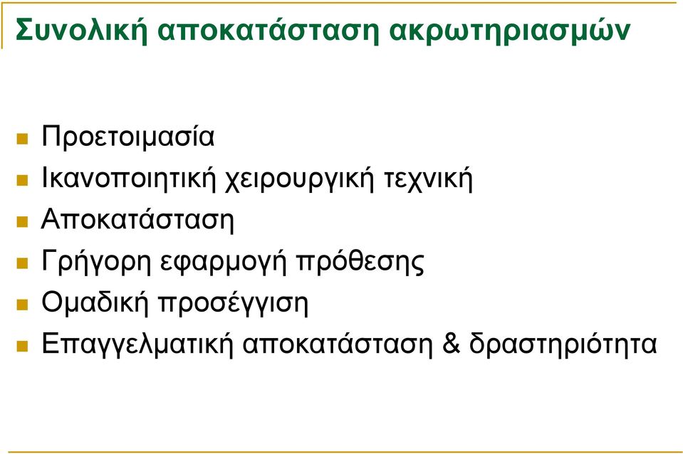 τεχνική Αποκατάσταση Γρήγορη εφαρμογή