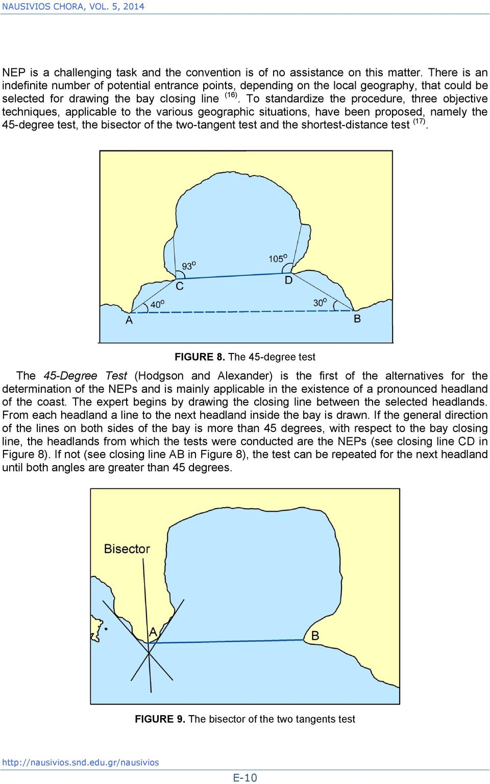 To standardize the procedure, three objective techniques, applicable to the various geographic situations, have been proposed, namely the 45-degree test, the bisector of the two-tangent test and the