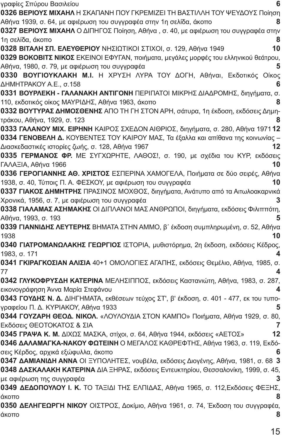 ΕΛΕΥΘΕΡΙΟΥ ΝΗΣΙΩΤΙΚΟΙ ΣΤΙΧΟΙ, σ. 129, Αθήνα 1949 10 0329 ΒΟΚΟΒΙΤΣ ΝΙΚΟΣ ΕΚΕΙΝΟΙ ΕΦΥΓΑΝ, ποιήματα, μεγάλες μορφές του ελληνικού θεάτρου, Αθήνα, 1980, σ.