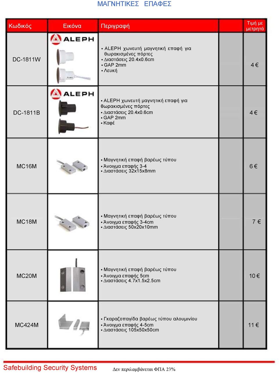 6cm 4 GAP 2mm Καφέ Μαγνητική επαφή βαρέως τύπου MC16M Άνοιγμα επαφής 3-4 6 ιαστάσεις 32x15x8mm Μαγνητική επαφή βαρέως τύπου MC18M Άνοιγμα