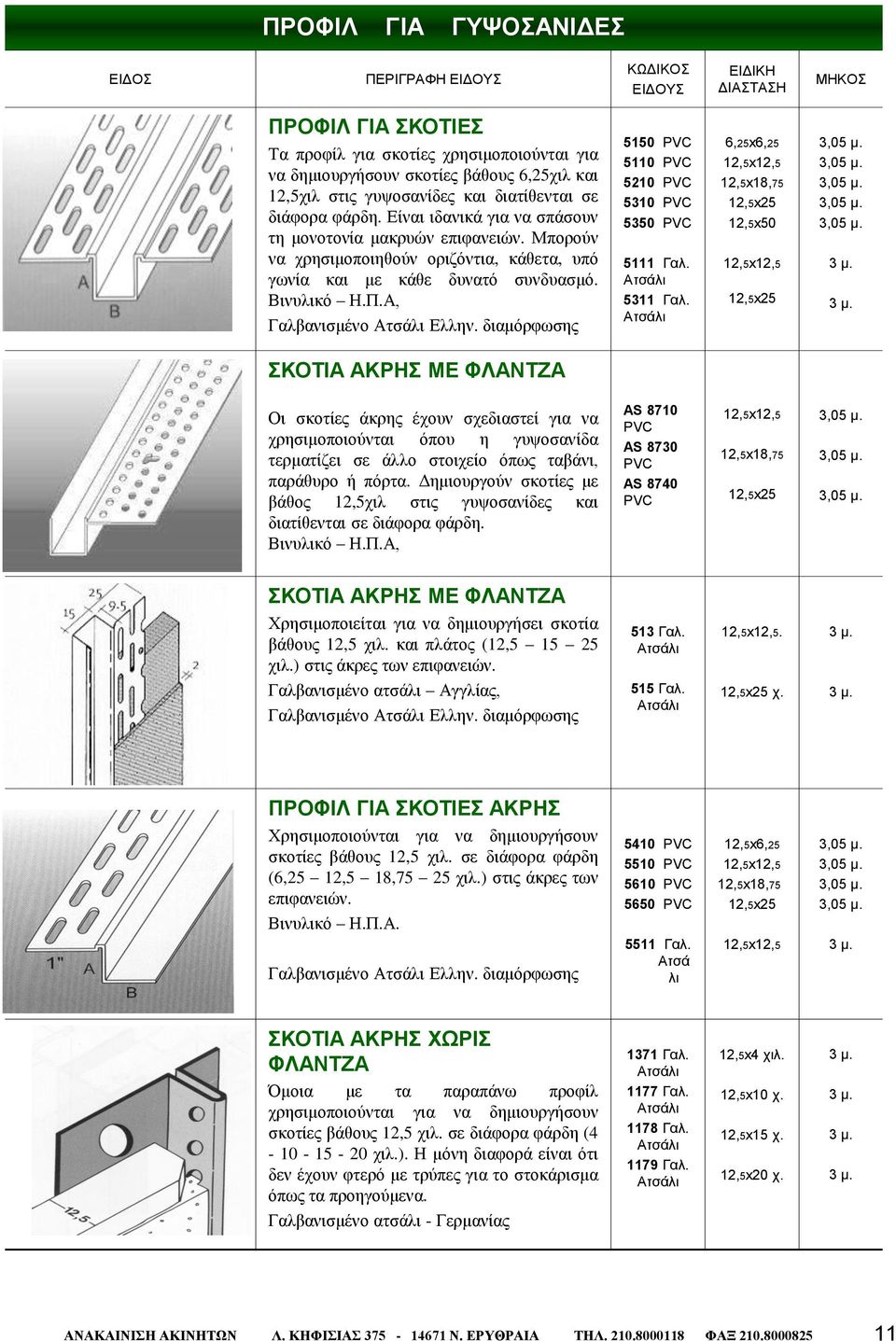 Βινυλικό Η.Π.Α, Γαλβανισμένο Ατσάλι Ελλην. διαμόρφωσης 5150 5110 5210 5310 5350 5111 Γαλ. Ατσάλι 5311 Γαλ. Ατσάλι 6,25x6,25 12,5x12,5 12,5x18,75 12,5x25 12,5x50 12,5x12,5 12,5x25 3,05 μ. 3,05 μ. 3,05 μ. 3,05 μ. 3,05 μ. 3 μ.