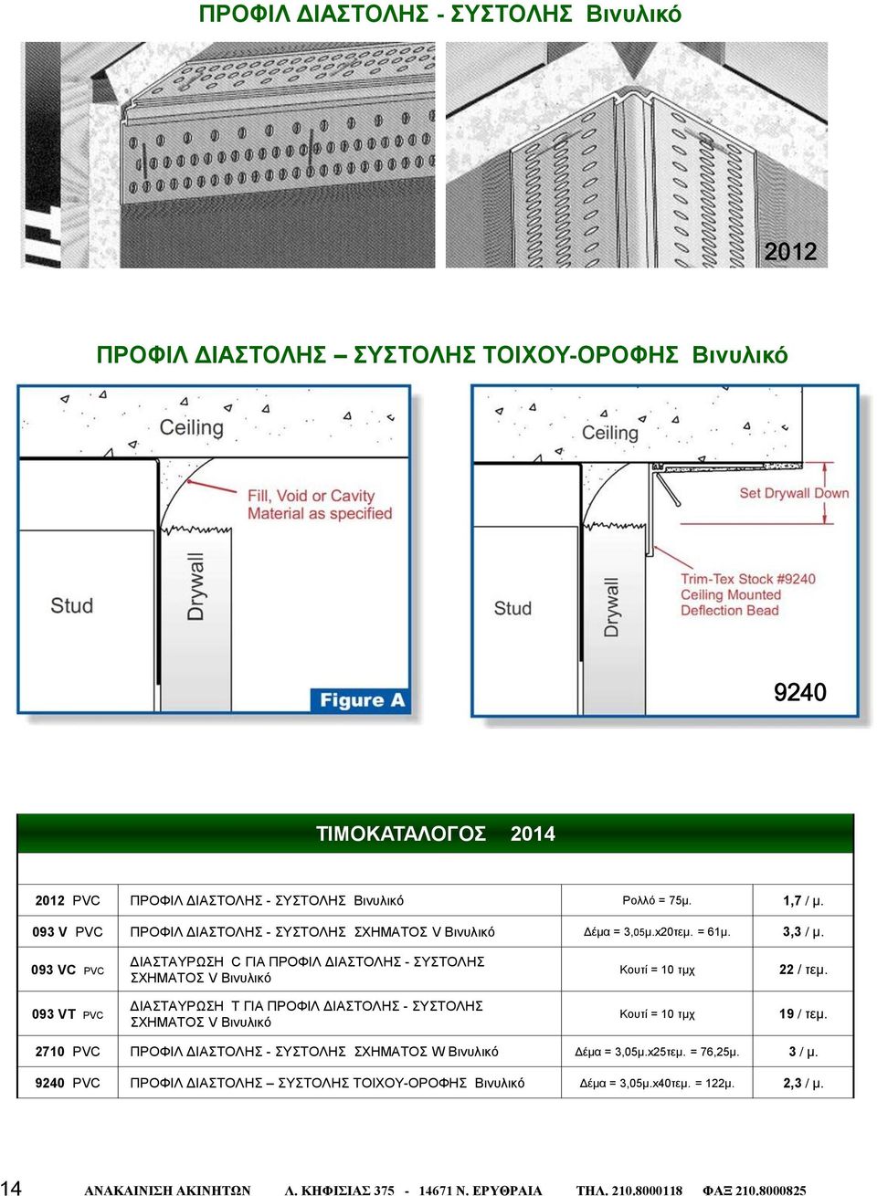 093 VC ΔΙΑΣΤΑΥΡΩΣΗ C ΓΙΑ ΠΡΟΦΙΛ ΔΙΑΣΤΟΛΗΣ - ΣΥΣΤΟΛΗΣ ΣΧΗΜΑΤΟΣ V Βινυλικό Κουτί = 10 τμχ 22 / τεμ.