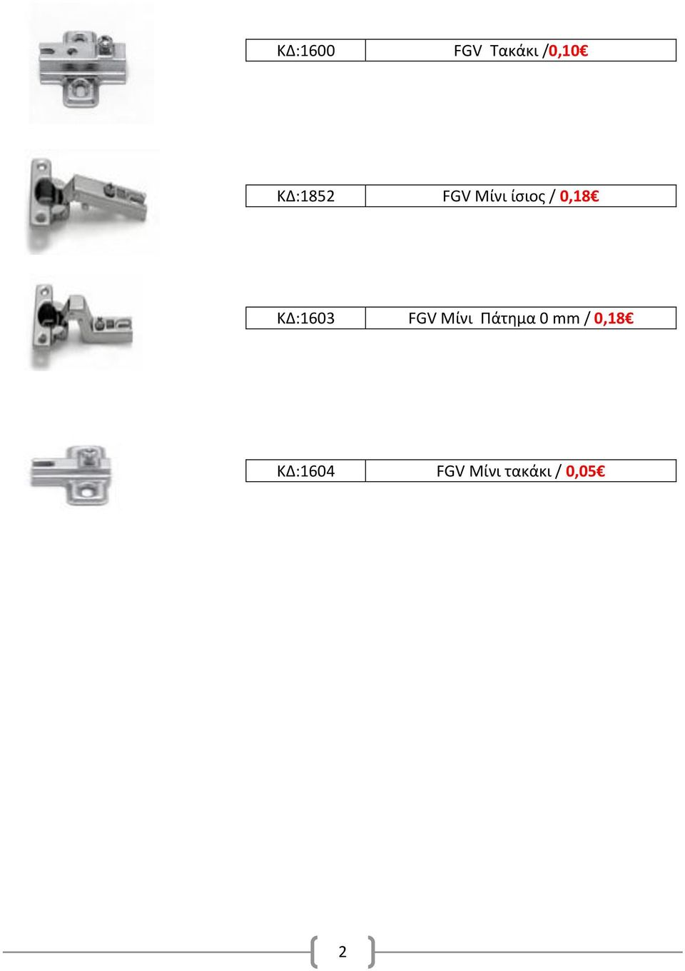 ΚΔ:1603 FGV Μίνι Πάτημα 0 mm /