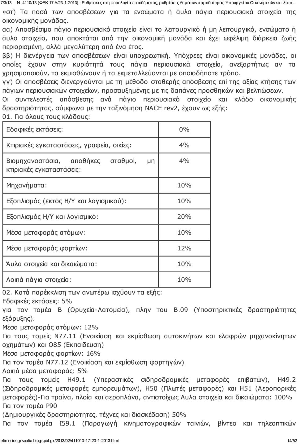 μεγαλύτερη από ένα έτος. ββ) Η διενέργεια των αποσβέσεων είναι υποχρεωτική.