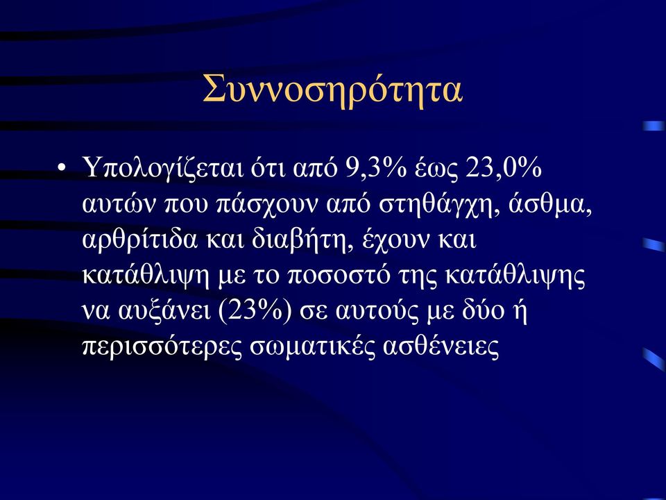 έχουν και κατάθλιψη με το ποσοστό της κατάθλιψης να