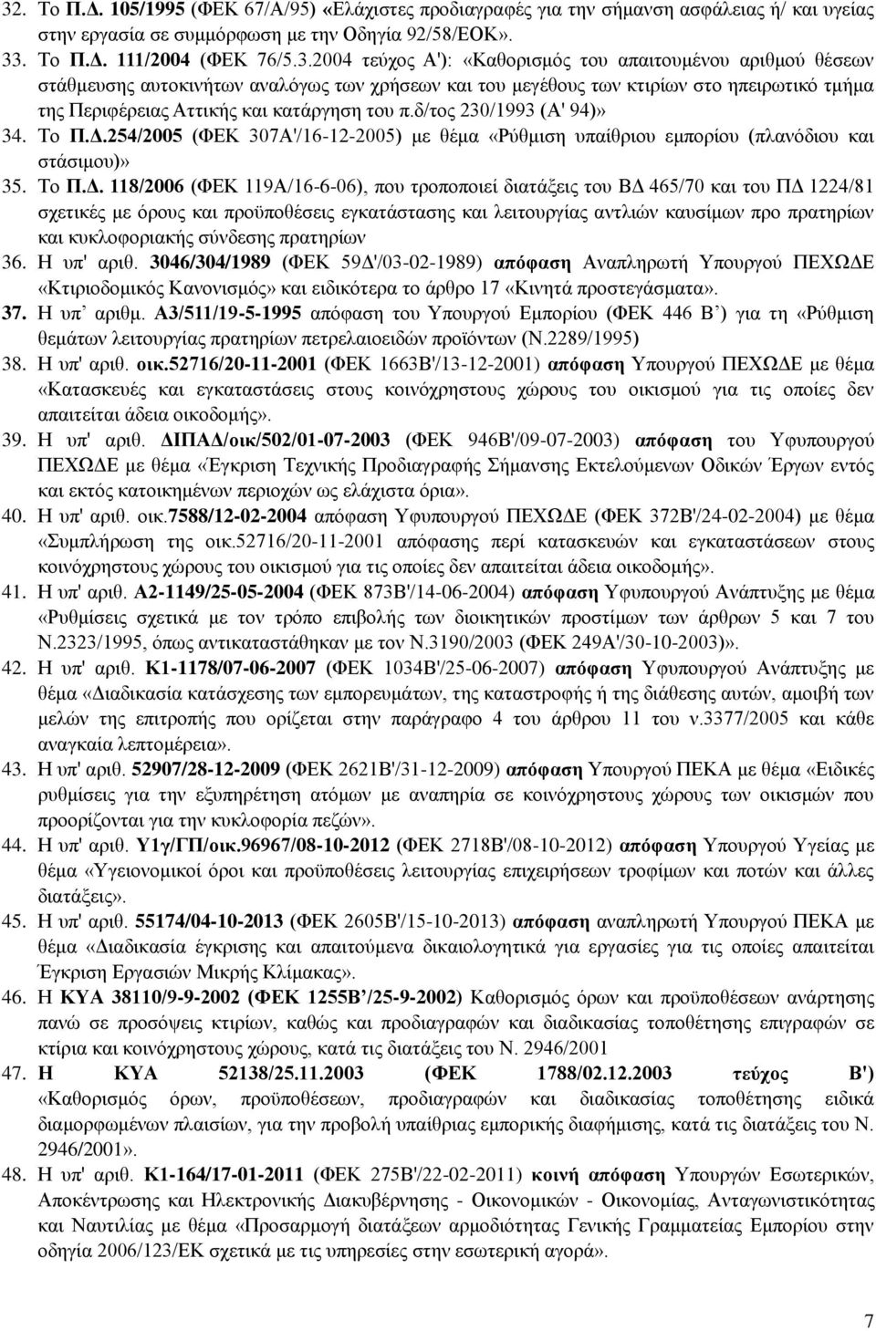 δ/τος 230/1993 (Α' 94)» 34. Το Π.Δ.