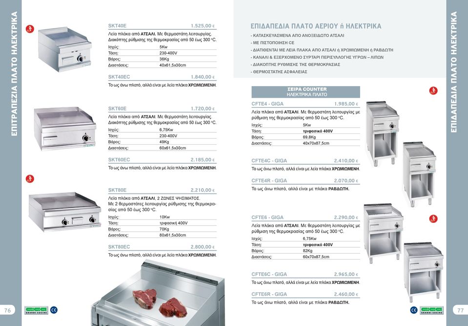 6,75Kw 230-400V 49Kg 60x61,5x30cm ΕΠΙΔΑΠΕΔΙΑ ΠΛΑΤΟ ΑΕΡΙΟΥ ή ΗΛΕΚΤΡΙΚΑ - ΚΑΤΑΣΚΕΥΑΣΜΕΝΑ ΑΠΟ ΑΝΟΞΕΙΔΩΤΟ ΑΤΣΑΛΙ - ΔΙΑΤΙΘΕΝΤΑΙ ΜΕ ΛΕΙΑ ΠΛΑΚΑ ΑΠΟ ΑΤΣΑΛΙ ή ΧΡΩΜΙΩΜΕΝΗ ή ΡΑΒΔΩΤΗ - ΚΑΝΑΛΙ & ΕΞΕΡΧΟΜΕΝΟ