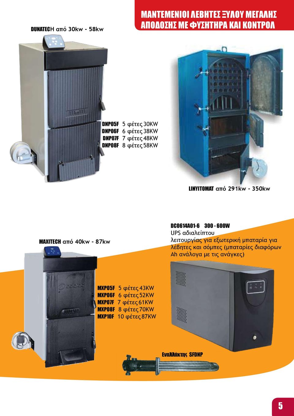 300-600W UPS αδιαλείπτου λειτουργίας για εξωτερική μπαταρία για λέβητες και σόμπες (μπαταρίες διαφόρων Ah ανάλογα με τις