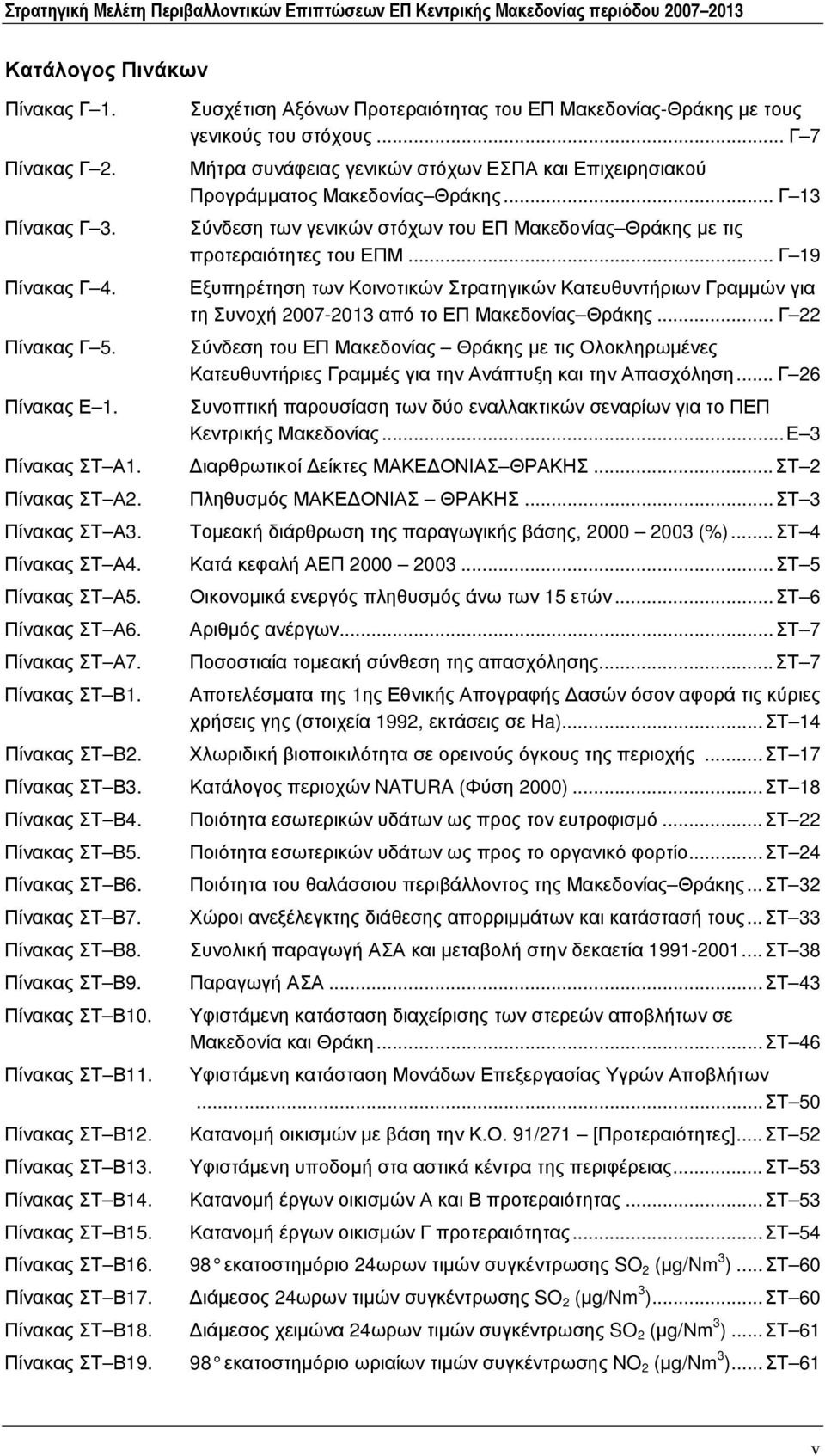 Πίνακας ΣΤ Β14. Πίνακας ΣΤ Β15. Πίνακας ΣΤ Β16. Πίνακας ΣΤ Β17. Πίνακας ΣΤ Β18. Πίνακας ΣΤ Β19. Συσχέτιση Αξόνων Προτεραιότητας του ΕΠ Μακεδονίας-Θράκης με τους γενικούς του στόχους.