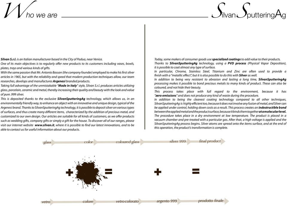 Antonio Bassan (the company founder) employed to make his first silver articles in 1965, but with the reliability and speed that modern production techniques allow, our team researches, develops and