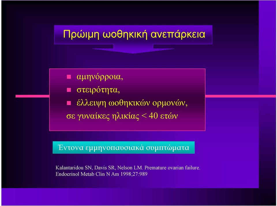 εμμηνοπαυσιακά συμπτώματα Kalantaridou SN, Davis SR, Nelson
