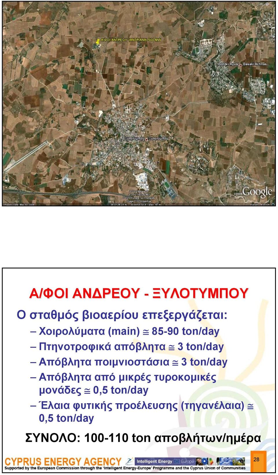 ποιμνιοστάσια 3 ton/day Απόβλητα από μικρές τυροκομικές μονάδες 0,5 ton/day