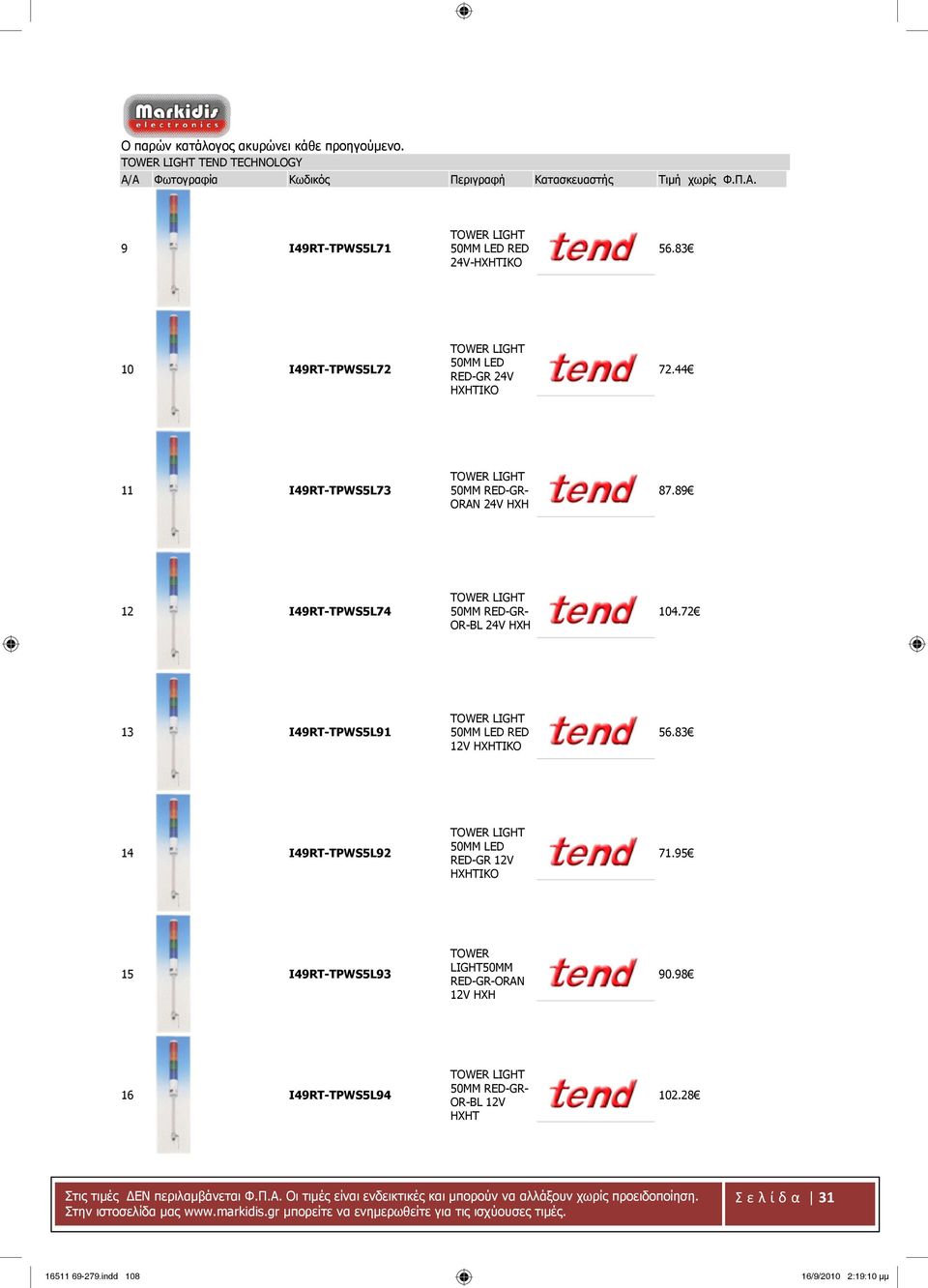 89 12 I49RT-TPWS5L74 TOWER LIGHT 50ΜΜ RED-GR- OR-BL 24V ΗΧΗ 104.72 13 I49RT-TPWS5L91 TOWER LIGHT 50ΜΜ LED RED 12V ΗΧΗΤΙΚΟ 56.