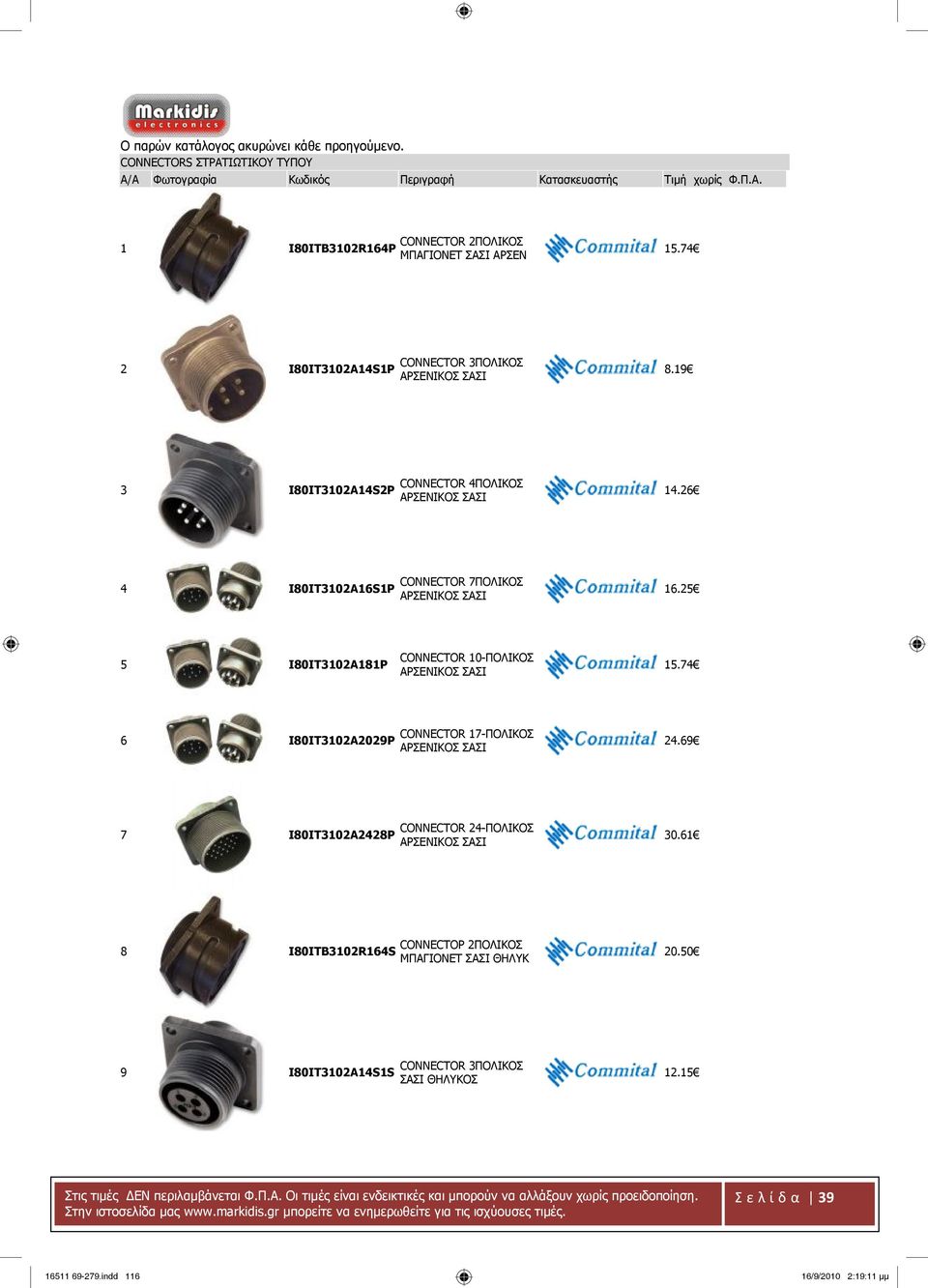 25 5 I80IT3102A181P CONNECTOR 10-ΠΟΛΙΚΟΣ ΑΡΣΕΝΙΚΟΣ ΣΑΣΙ 15.74 6 I80IT3102A2029P CONNECTOR 17-ΠΟΛΙΚΟΣ ΑΡΣΕΝΙΚΟΣ ΣΑΣΙ 24.