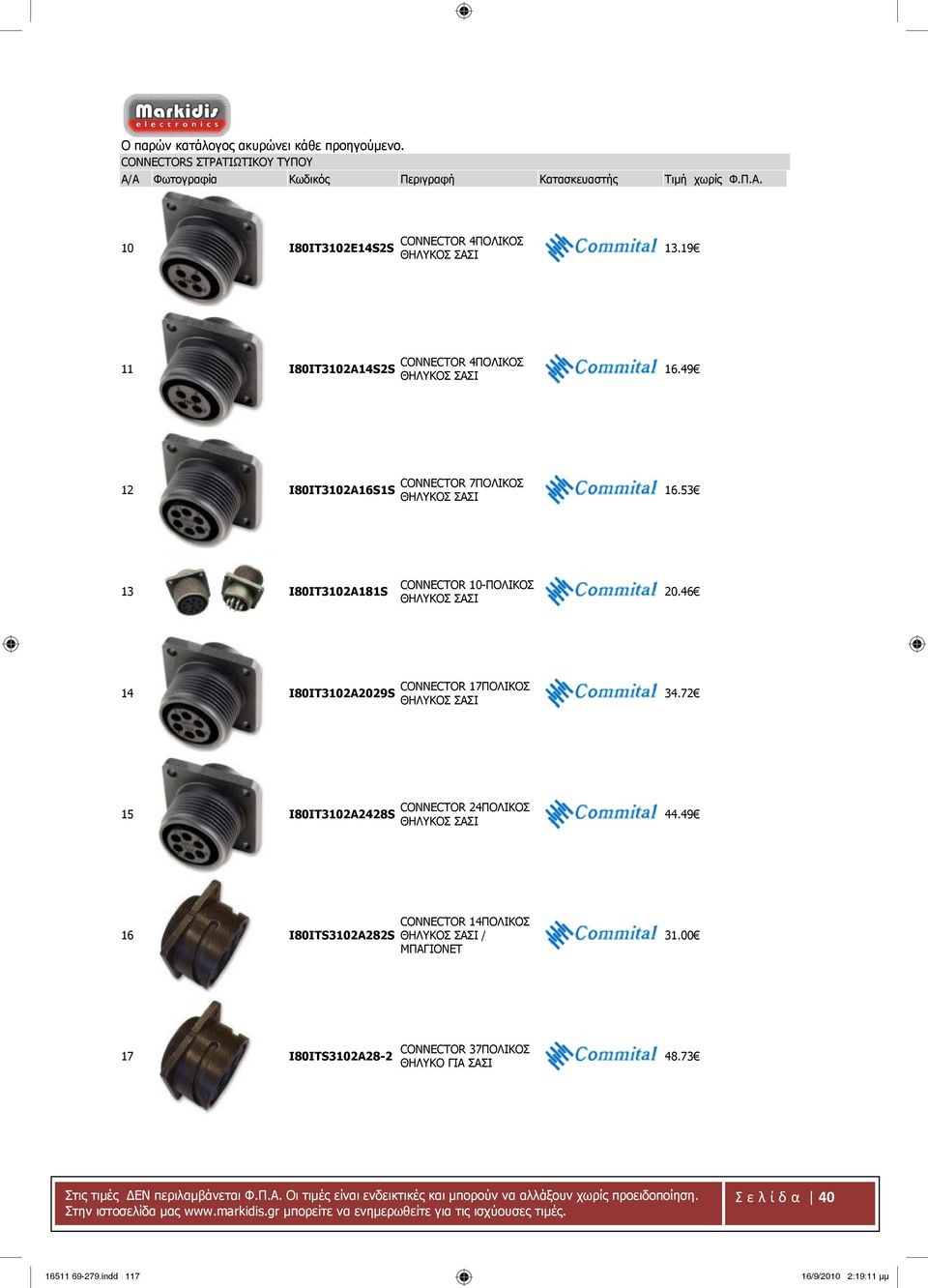 53 13 I80IT3102A181S CONNECTOR 10-ΠΟΛΙΚΟΣ ΘΗΛΥΚΟΣ ΣΑΣΙ 20.46 14 I80IT3102A2029S CONNECTOR 17ΠΟΛΙΚΟΣ ΘΗΛΥΚΟΣ ΣΑΣΙ 34.